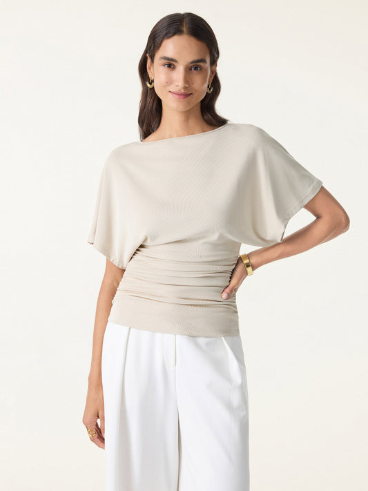 The Draped Ruched Batwing Blouse