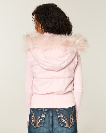 Pink Fur-Hood Jacket