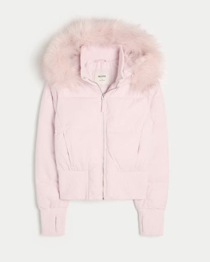 Pink Fur-Hood Jacket